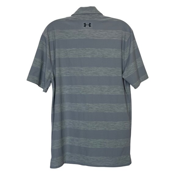 Under Armour Polo Shirt Golf Mens Gray Small HeatGear Striped - Picture 2 of 6